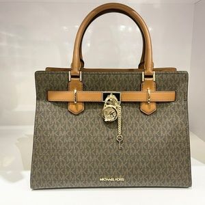 MICHAEL KORS HAMILTON MEDIUM SATCHEL SHOULDER BAG BROWN NWT